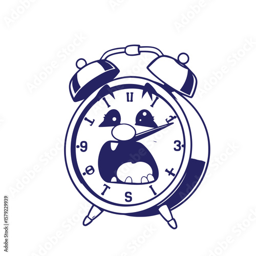 Alarm clock screaming cartoon vector design concept illustration.