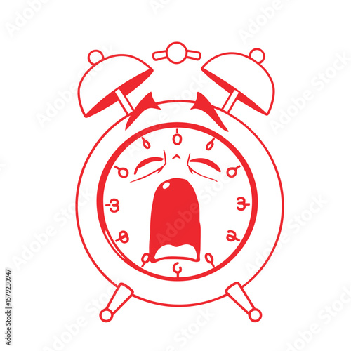 Alarm clock screaming cartoon vector design concept illustration.