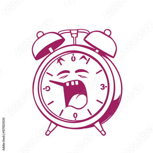 Alarm clock screaming cartoon vector design concept illustration.