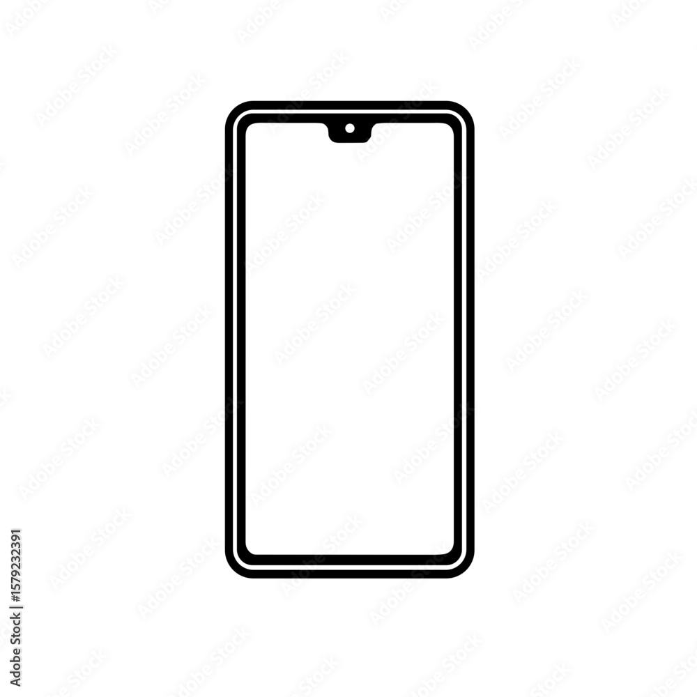 Minimalistic black and white line art illustration of smartphone Minimalistic black and white line art illustration of smartphone