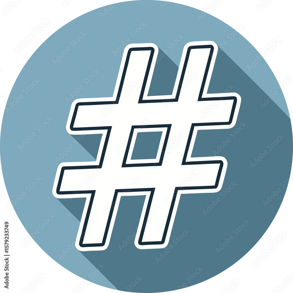 Fototapeta premium Hashtag Symbol Icon Vector with Blue Circle Background for Social Media and Tag Concept