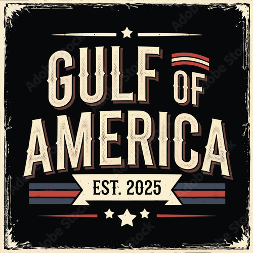 Patriotic Gulf of America Text Logo – USA Pride Vintage Political Graphic Design