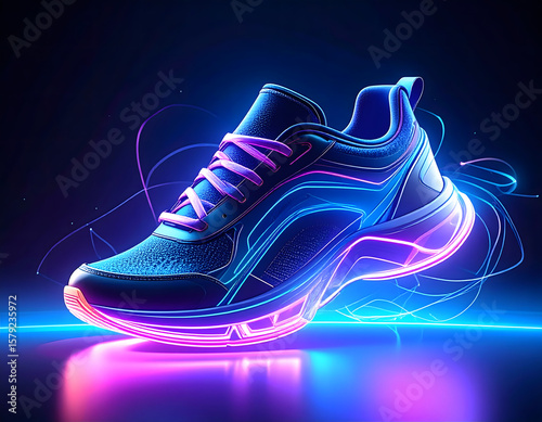 A pair of sneakers with neon lights