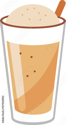 Refreshing Iced Coffee Drink in a Tall Glass with Whipped Cream and a Straw