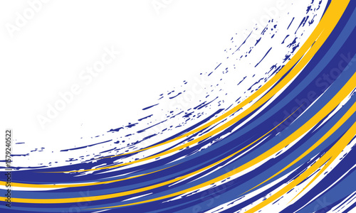 Abstract wave brush stroke composition racing background in blue and yellow