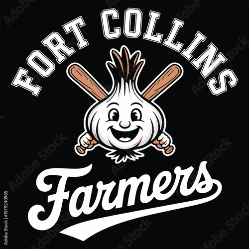 Fort Collins Farmers Bunny Mascot Black and White Design