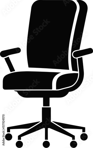 Modern office chair with arms and wheels in a clean silhouette