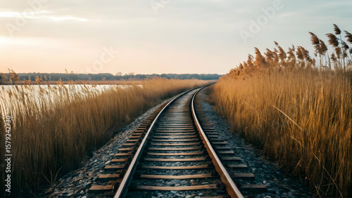 Rail walking through green marsh reeds