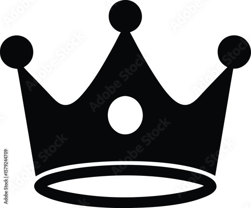 Simple black silhouette of a royal crown icon on a white background