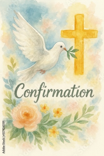 Wallpaper Mural A Watercolor Illustration for a Confirmation Celebration, a Generative Art Piece Torontodigital.ca