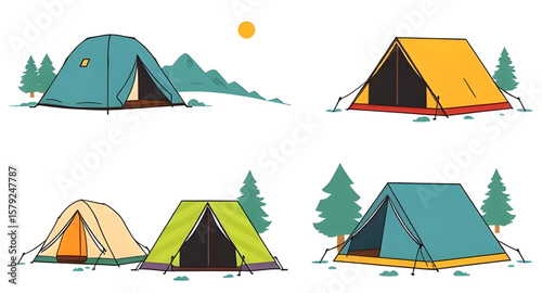 Tent icon, Backpack icon, Hiking boot icon, Camping gear vector, Compass icon, Map icon, Lantern icon, Sleeping bag icon, Hiking trail icon, Camp stove icon, Water bottle icon, Flashlight icon, Marshm
