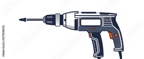 Handheld drill vector, Construction tool drill, Drill machine illustration, Cordless drill vector, DIY drill tool, Drill clipart, Drilling machine vector, Tool vector illustration, Electric tool graph