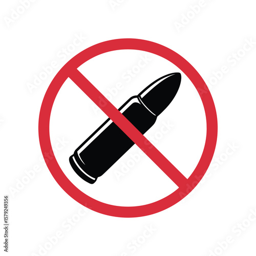 No Bullet Warning Sign: Ammunition Prohibited Symbol