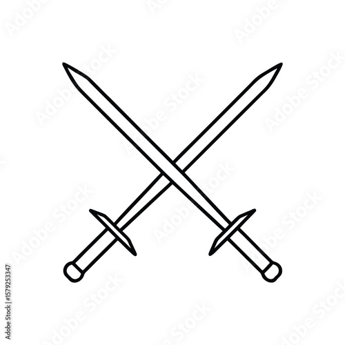 crossed swords with line art