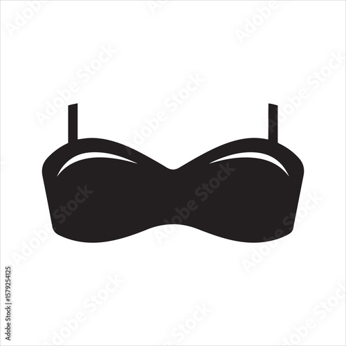 Simple black strapless bra silhouette with thin straps