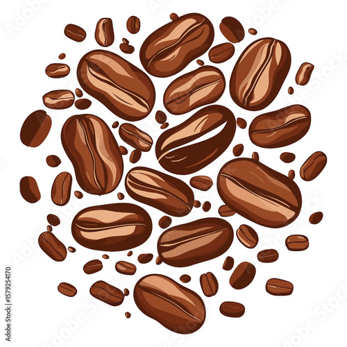 Roasted Coffee Beans Illustration for T-Shirt
