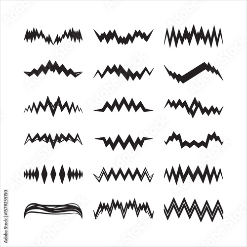 Collection of jagged lines and geometric shapes for design elements