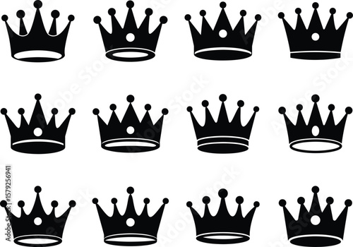 silhouette crown royal king queen monarch royalty symbol vector icon