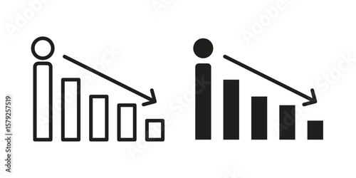 Attrition icon outline and solid vector sign, linear pictograms