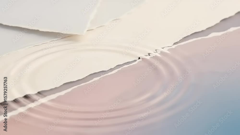 Close-up of water ripples on torn paper edges