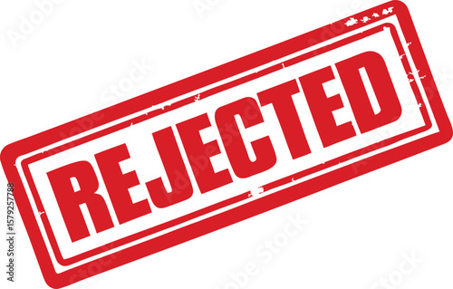 rejected red stamp, rectangular rubber stamp, rubber stamp
