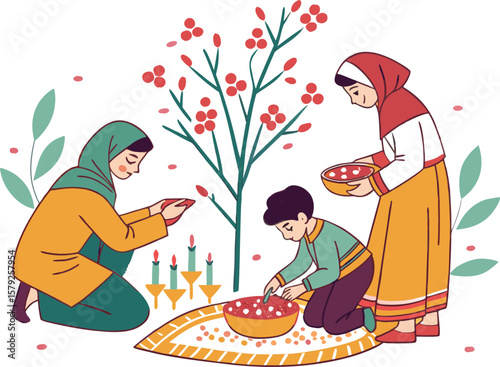 Celebrating Family Traditions A Vibrant Cultural Illustration