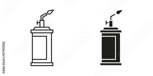 Blowtorch icon outline and solid vector sign, linear pictograms