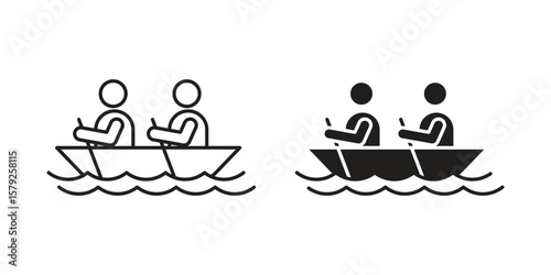 Boat race icon outline and solid vector sign, linear pictograms