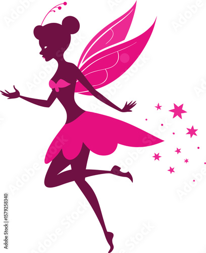 Silhouette of a Magical Fairy in Flight Vector Illustration