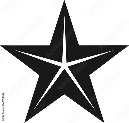 Simple Solid Black Five Pointed Star Graphic Design Element