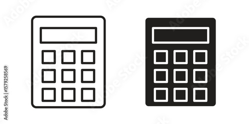 Calculator icon outline and solid vector sign, linear pictograms