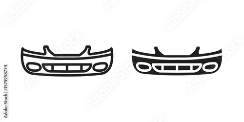 Car bumper icon outline and solid vector sign, linear pictograms