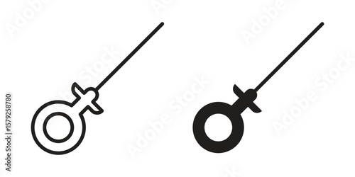 Car dipstick icon outline and solid vector sign, linear pictograms