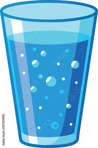Fresh Produce Basket Collections Refreshing Glass of Sparkling Water, Bubbles and Crystal Clear Drink, Healthy Hydration Icon