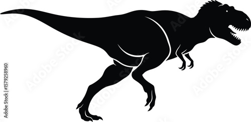 Tyrannosaurus Rex Silhouette: An imposing silhouette of a Tyrannosaurus Rex, a symbol of prehistoric power, its form captured in a striking, minimalist style, ready to captivate the eye.