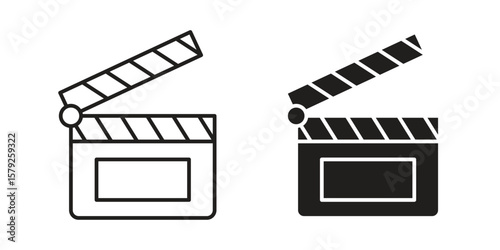 Cinema flapper icon outline and solid vector sign, linear pictograms