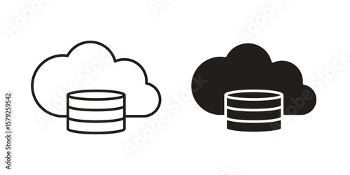 Cloud server icon outline and solid vector sign, linear pictograms