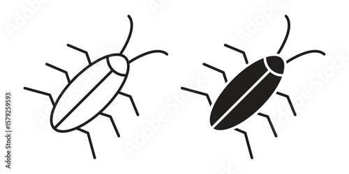 Cockroach icon outline and solid vector sign, linear pictograms