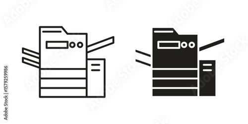 Copier icon outline and solid vector sign, linear pictograms