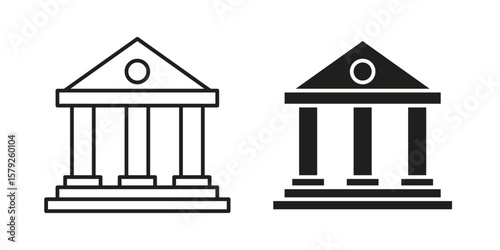 Courthouse icon outline and solid vector sign, linear pictograms