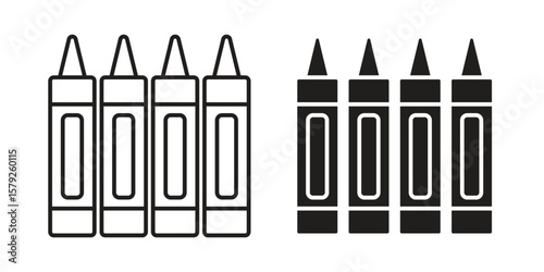 Crayon icon outline and solid vector sign, linear pictograms