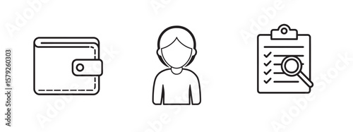 Financial Symbols or Business Icons Set, Money, Banking, Investment, Wallet, Crypto, Growth, Budget Vector Design