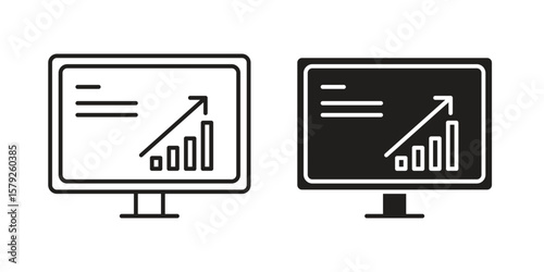 Data Analysing icon outline and solid vector sign, linear pictograms