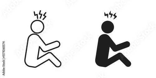 Depression icon outline and solid vector sign, linear pictograms