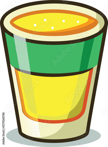 Sparkling Beverage Delicious Yellow Tequila Shot Glass, Colorful Cartoon Illustration,  Party Drink, Mexican Beverage,  Alcoholic Cocktail