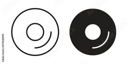 DVD icon outline and solid vector sign, linear pictograms
