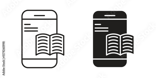 Ebook icon outline and solid vector sign, linear pictograms