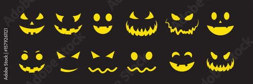 Halloween face icon set