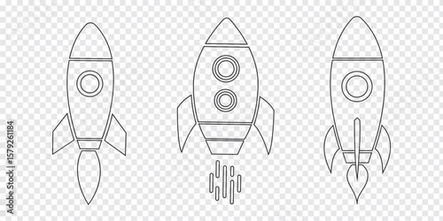 Rocket icon Set. Black and White Rocket icon Vector illustration. Startup icon Rocket. 