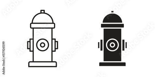 Fire hydrant icon outline and solid vector sign, linear pictograms